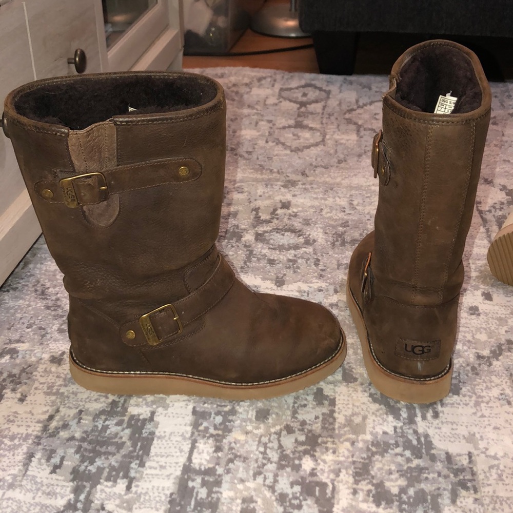Brown leather UGG boots